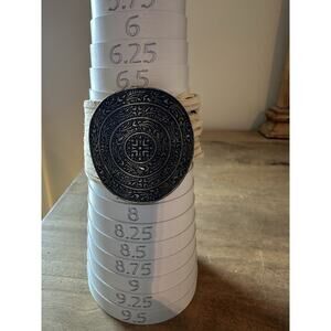 Multi Strand Brown Leather Bronze Medallion Bracelet Size 7